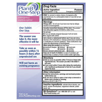 Plan B One Step Levonorgestrel 1.5 Mg Emergency Contraceptive Tablet, 1 Ea