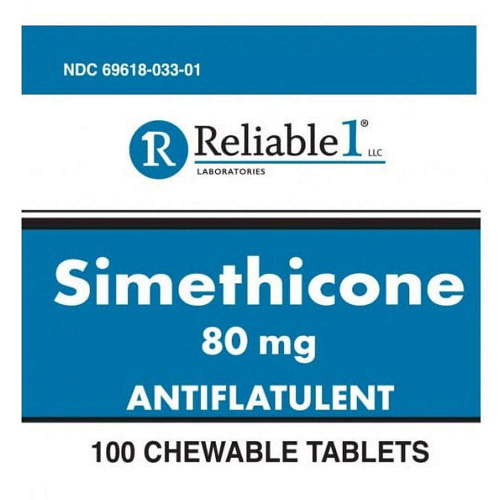 Reliable1 Labs Simethicone Chewable 80 Mg Antiflatulent Tablets, 100 Ea