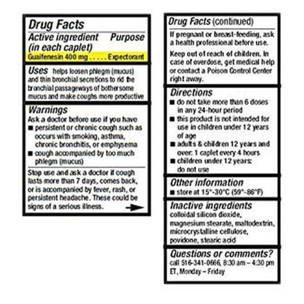 Reliable-1 Guaifenesin 400 Mg Caplets, 60 Ea