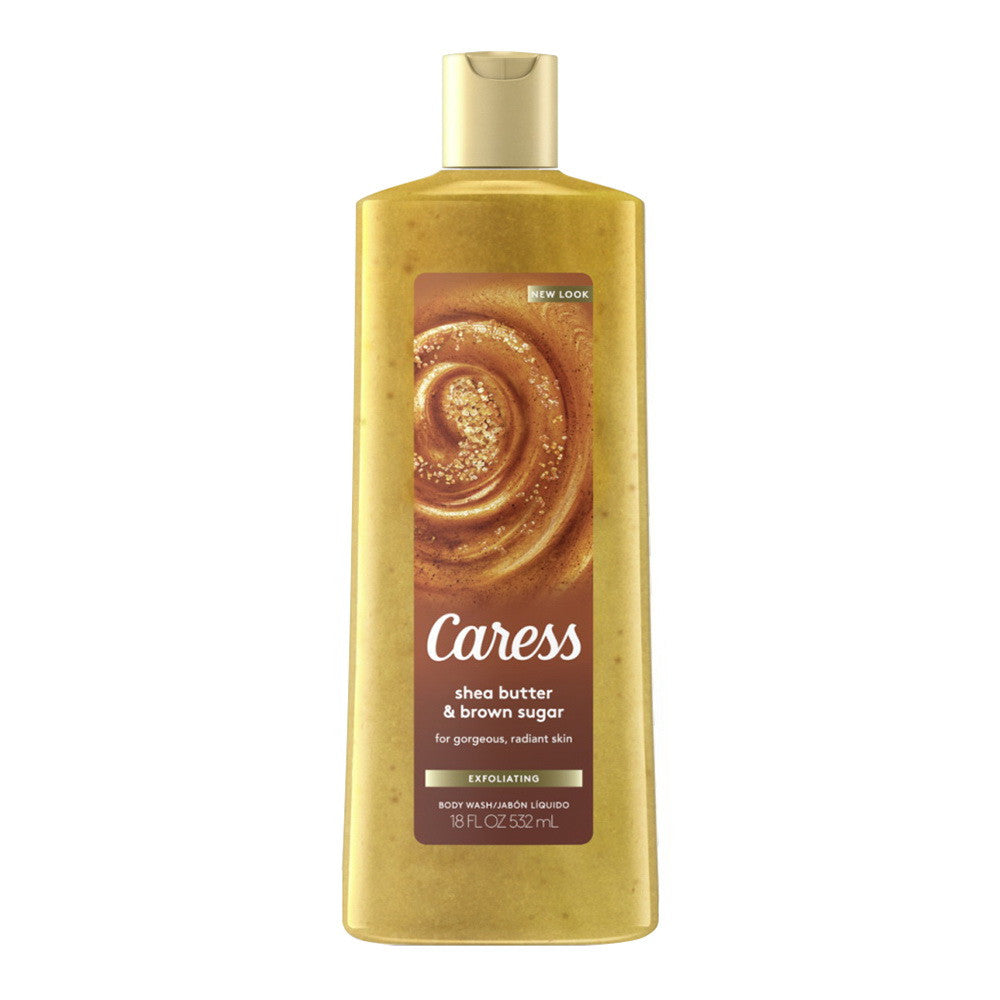 Caress Evenly Gorgeous Exfoliating Body Wash Shea Butter & Brown Sugar Body Wash, 18 Oz