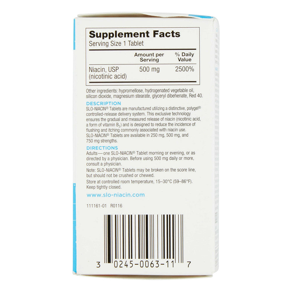 Slo Niacin Dietary Supplement 500 Mg Tablets, 100 Ea