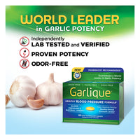 Garlique Healthy Blood Pressure Supplement, Odor Free Garlic 1800 mcg Allicin, 60 Ct