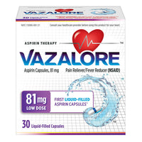 Vazalore Aspirin 81 Mg Pain Reliever Liquid Filled Capsules, 30 Ea