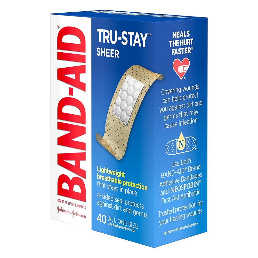Band-Aid Tru-Stay Sheer Adhesive Bandages, All One Size, 40 Ea