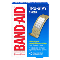Band-Aid Tru-Stay Sheer Adhesive Bandages, All One Size, 40 Ea