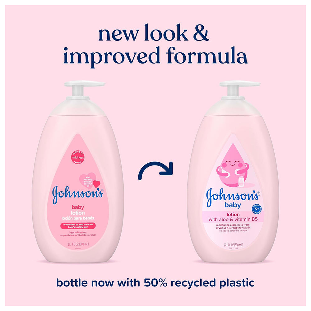 Johnsons Moisturizing Pink Baby Lotion with Coconut Oil, 27.1 Oz