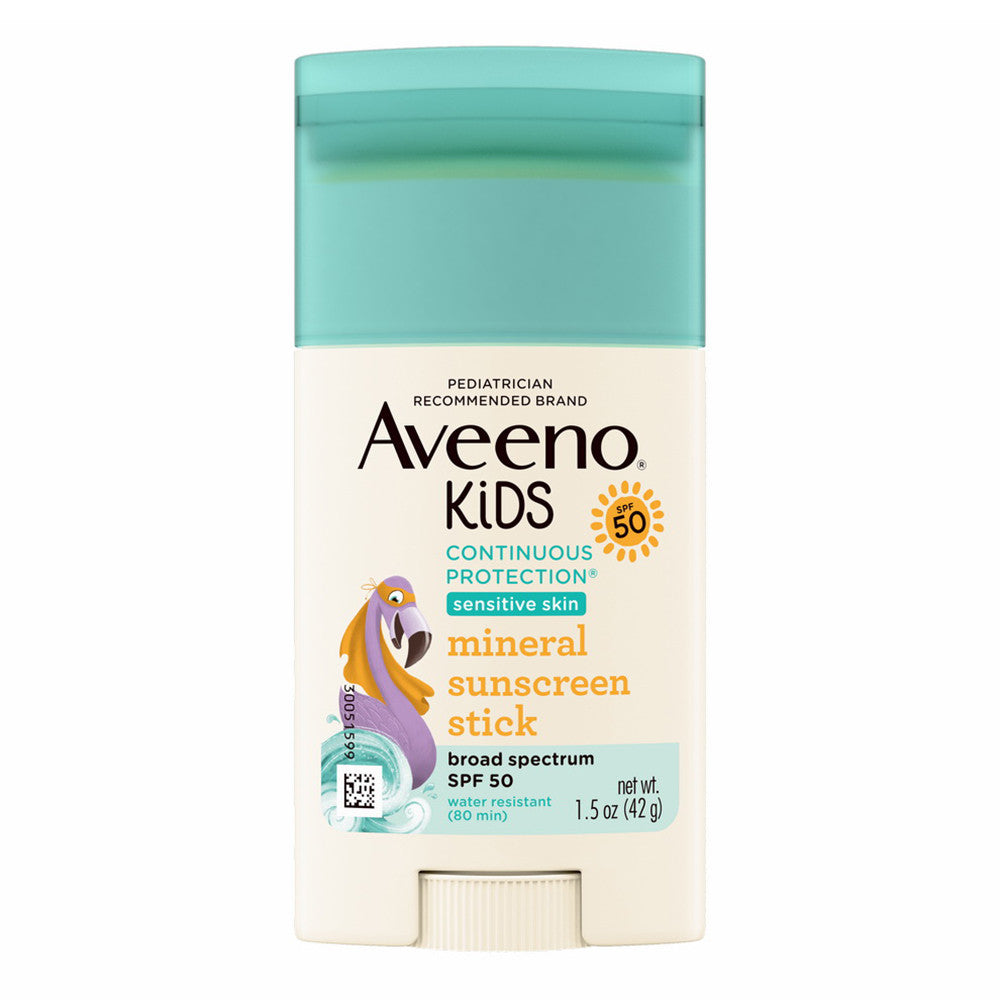 Aveeno Kids Continuous Protection Mineral Sunscreen Stick SPF 50 1.5 oz product package