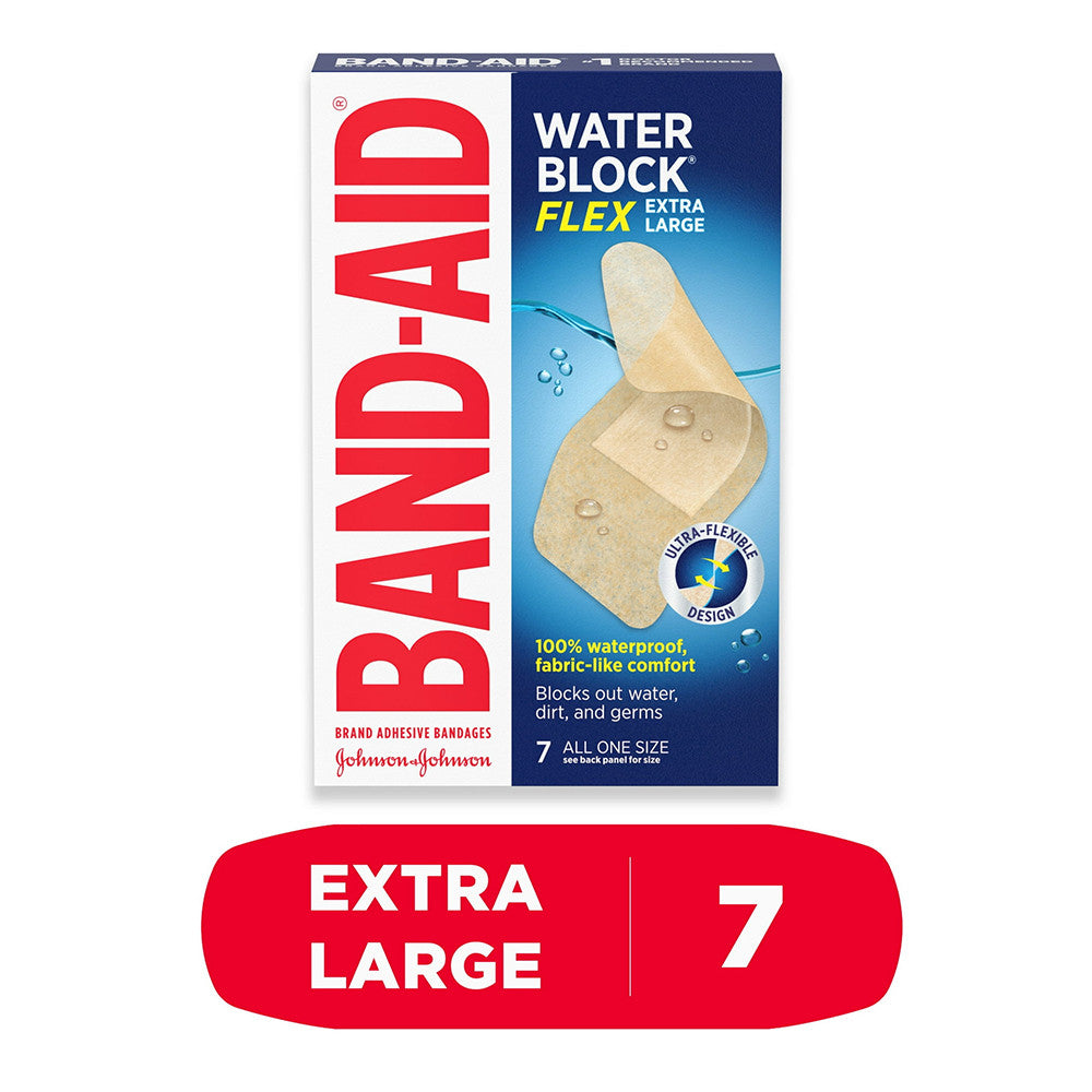 Band Aid Brand Water Block Flex Waterproof Adhesive Bandages, Extra Large, 7 Ea