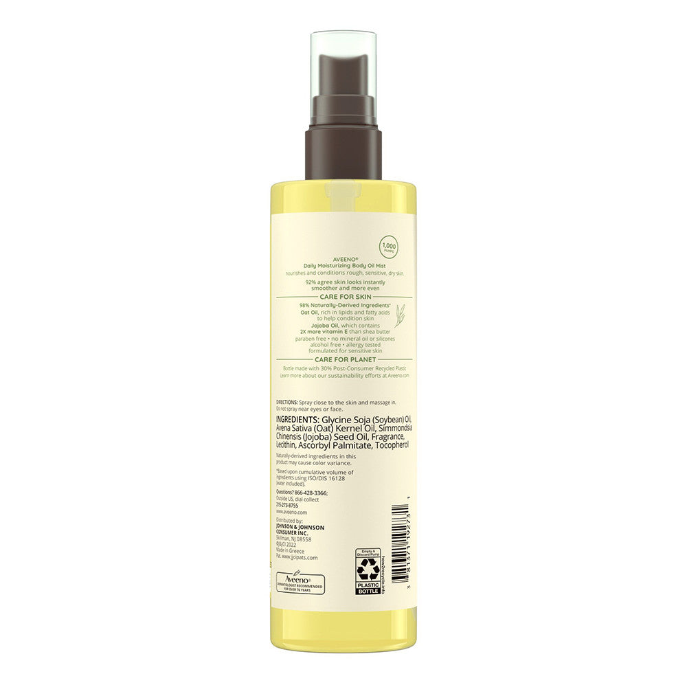 Aveeno Daily Moisturizing Oil Mist for Rough Sensitive Skin with Oat and Jojoba Oil, 6.7 Oz