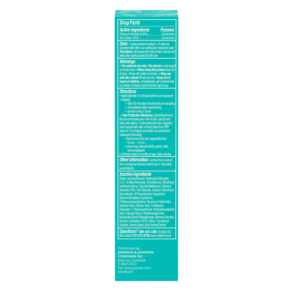 Aveeno Protect Soothe Face Mineral Sunscreen Broad Spectrum SPF 30, for Sensitive Skin, 1.7 Oz