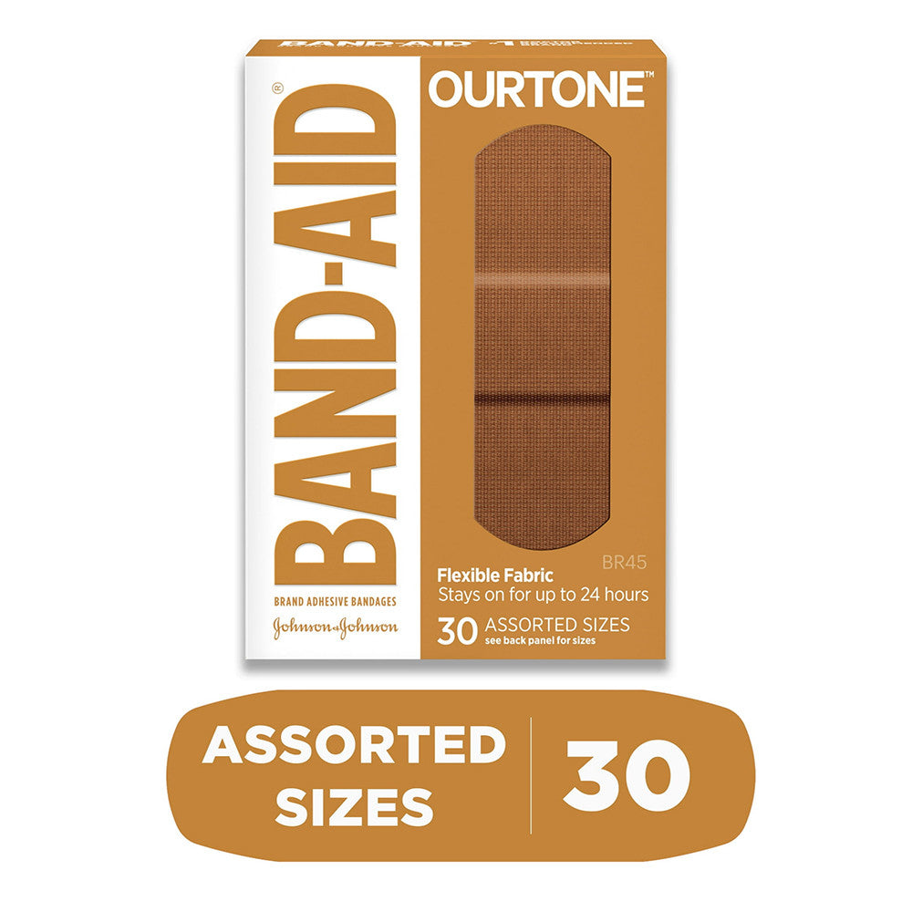 Band Aid Brand Ourtone Adhesive Bandages, Flexible Fabric, BR45, 30 Ea