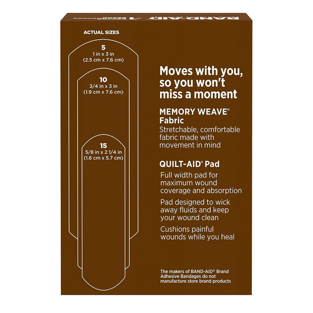 Band Aid Brand OurTone Adhesive Bandages, BR65, Deep Brown, 30 Ea