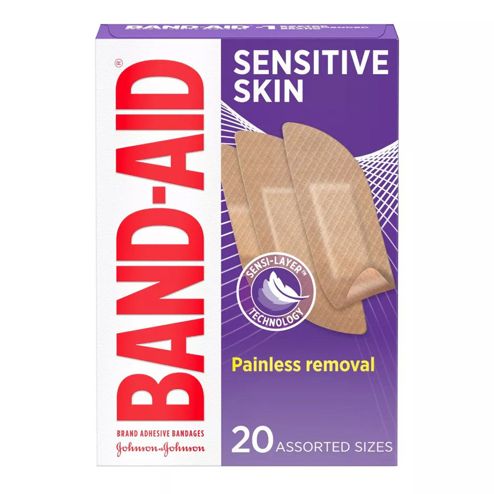 Band Aid Sensitive Skin Adhesive Bandages, 20 Ea