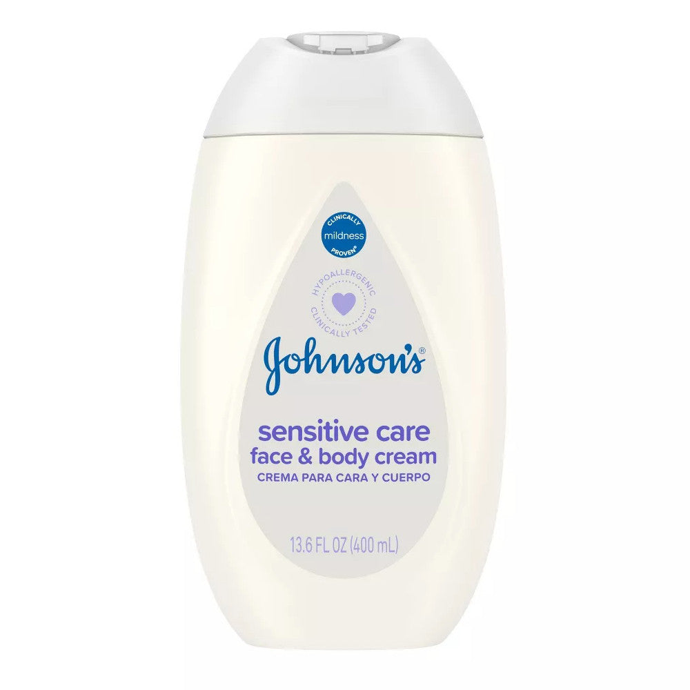 Johnsons Sensitive Care Face And Body Cream, Lightly Scented, 13.6 Oz
