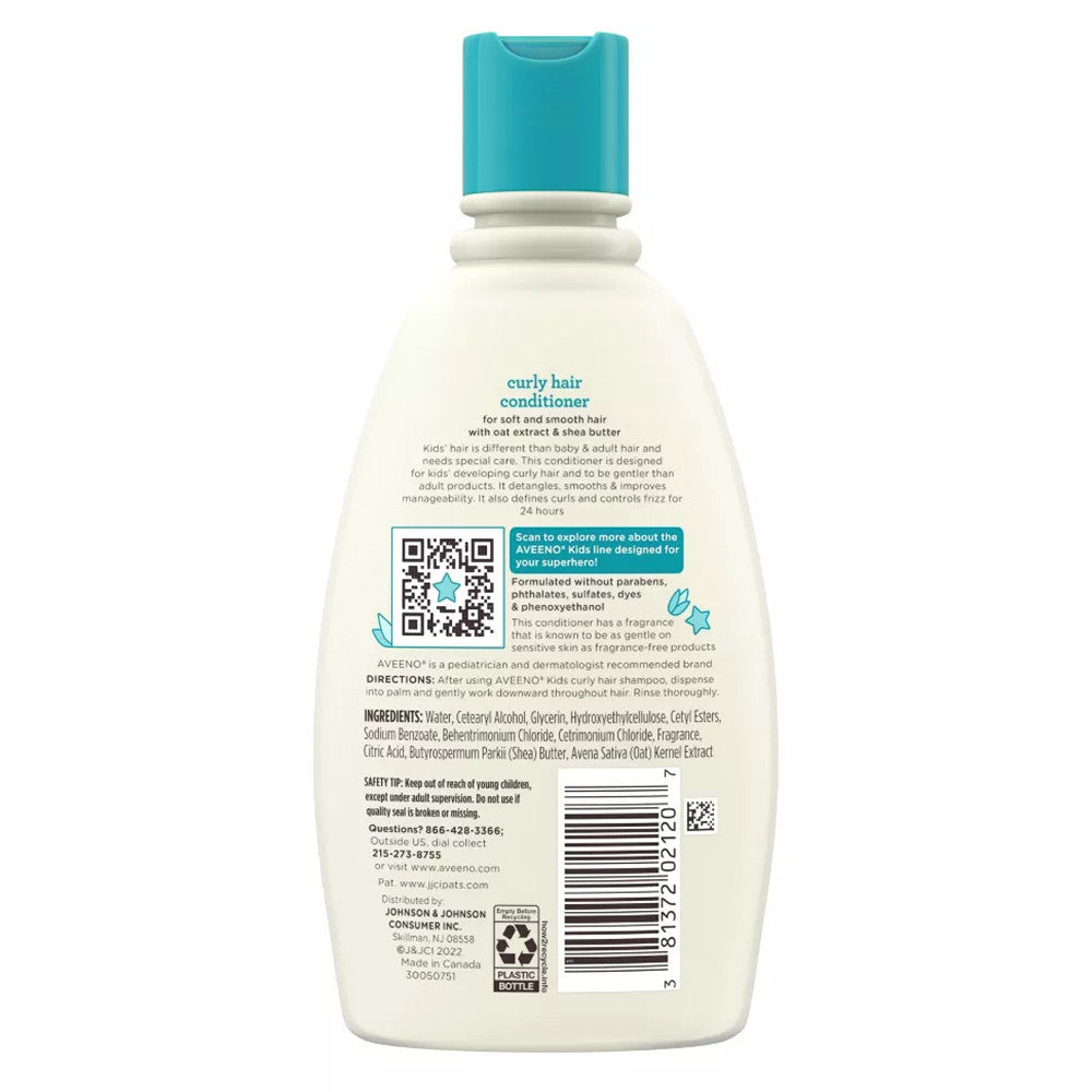 Aveeno Kids Curly Hair Hydrating Conditioner for Curly Hair with Shea Butter, 12 Oz
