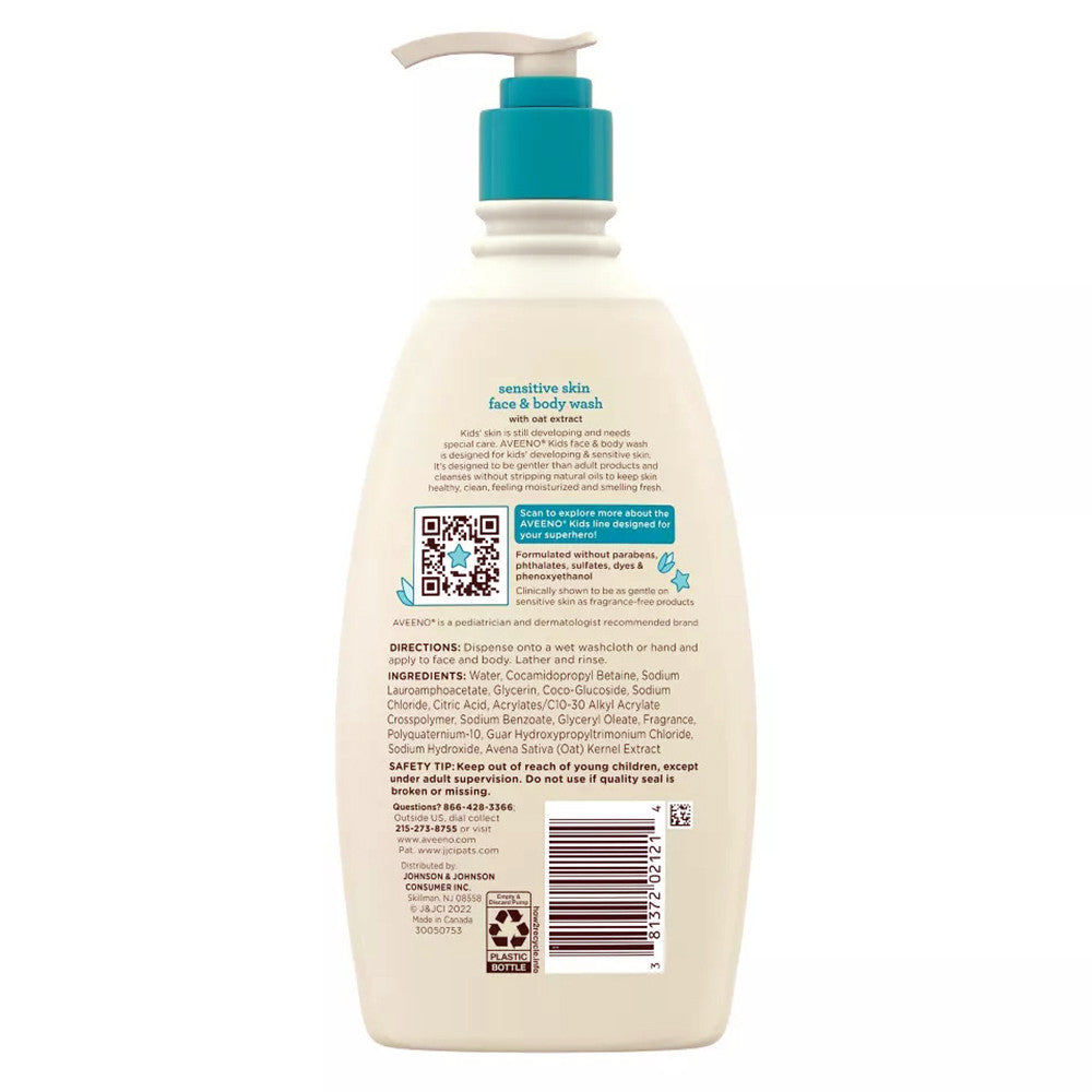 Aveeno Kids Face and Body Wash for Sensitive Skin, 18 Oz