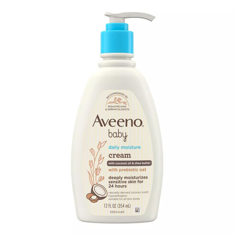 Aveeno Baby Daily Moisturizing Cream With Prebiotic Oat And Shea Butter And Gentle Coconut Scent, 12Oz