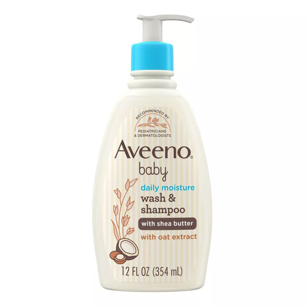 Aveeno Baby Daily Moisturizing 2 In 1 Wash And Shampoo With Shea Butter And Oat Extract, 12 Oz