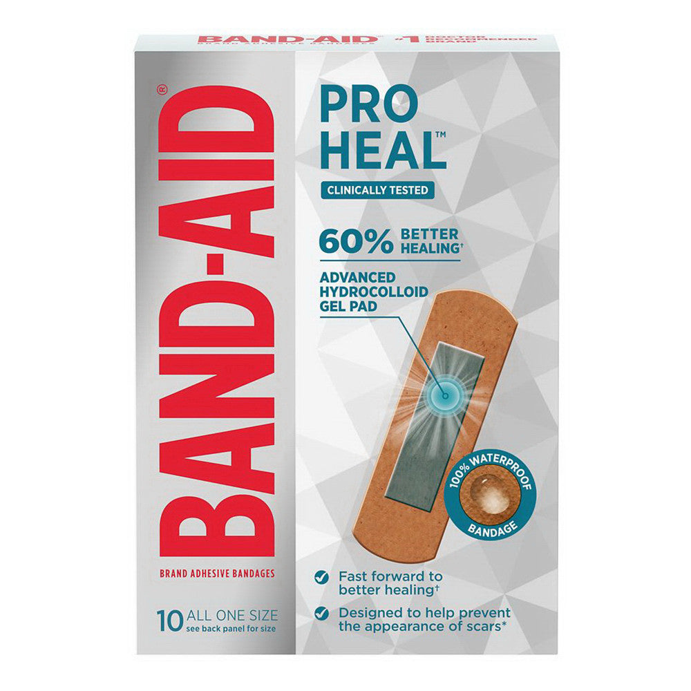 Band Aid Brand Pro Heal Adhesive Bandages with Hydrocolloid Gel Pads, Regular, 10 Ea