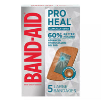 Band Aid Brand Pro Heal Adhesive Bandages with Hydrocolloid Gel Pads, Large, 5 Ea