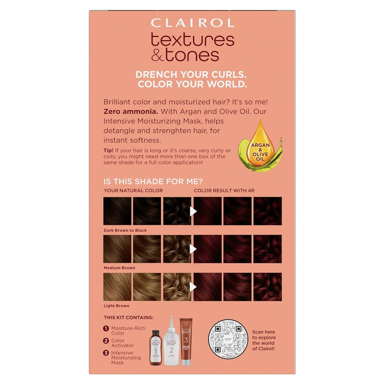 Clairol Textures & Tones Permanent Moisture Rich Haircolor #4R Crimson Red 1 Ea