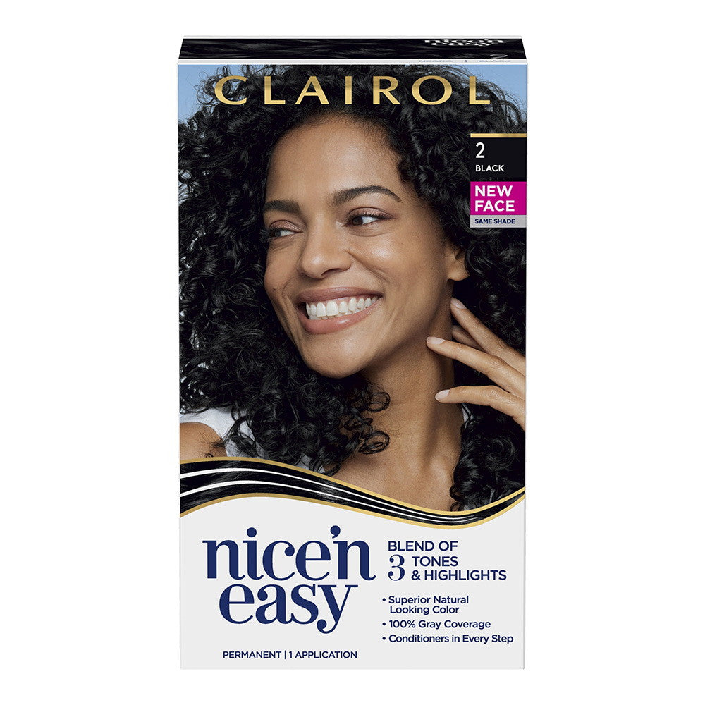 Clairol Nice 'n Easy Permanent Hair Color Kit 2 Natural Black, 1 Ea