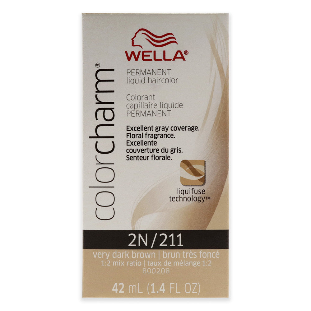 Wella Color Charm Permanent Liquid Hair Color, 211 by 2N Very Dark Brown, 1.4 Oz