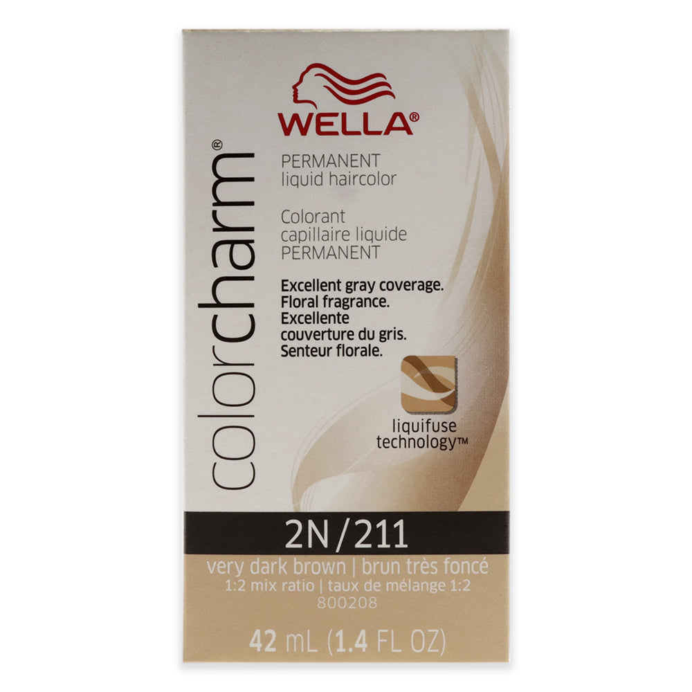 Wella Color Charm Permanent Liquid Hair Color, 211 by 2N Very Dark Brown, 1.4 Oz