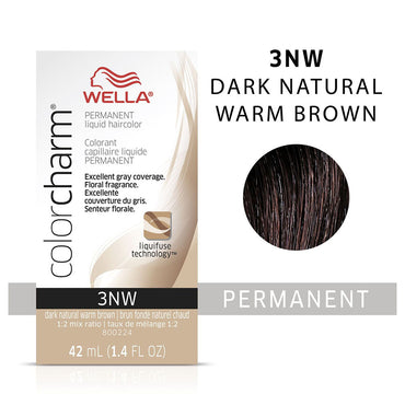 Wella Color Charm Permanent Liquid Hair Color, 3NW Dark Natural Warm Brown, 1.4 Oz