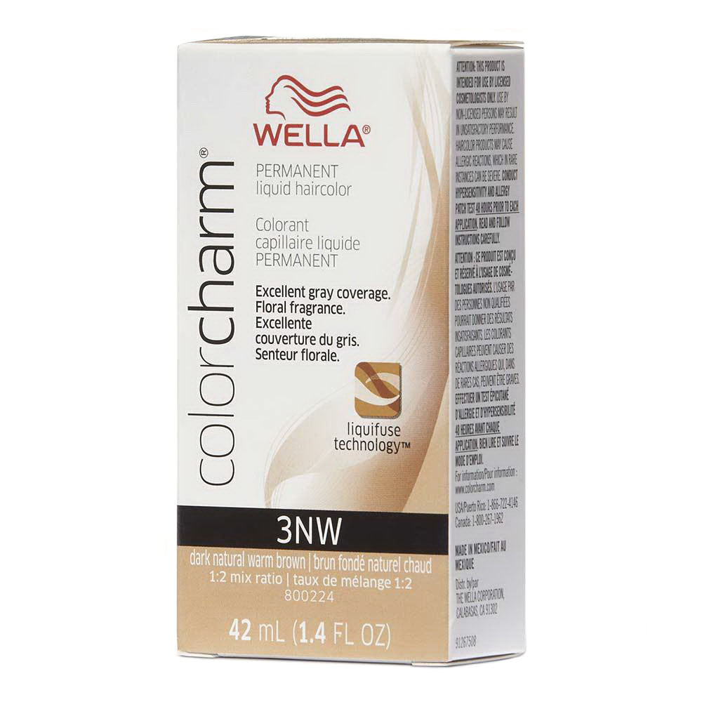 Wella Color Charm Permanent Liquid Hair Color, 3NW Dark Natural Warm Brown, 1.4 Oz