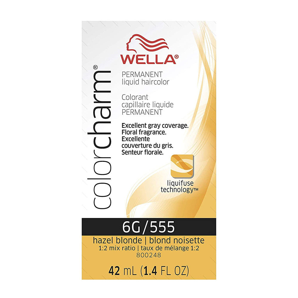 Wella Color Charm Permanent Liquid Hair Color 6G by 555 Hazel Blonde, 1.4 Oz