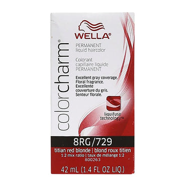 Wella Color Charm Permanent Liquid Hair Color 8RG by 729 Titian Red Blonde Shade, 1.4 Oz