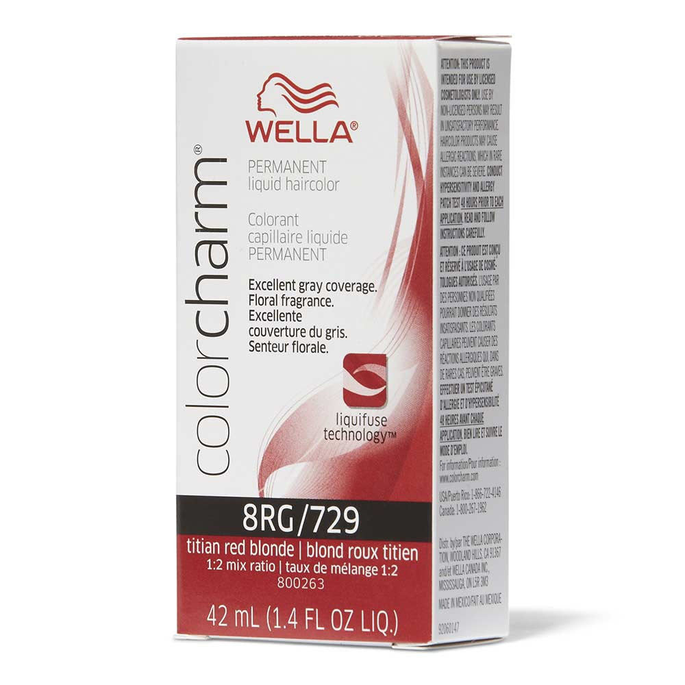 Wella Color Charm Permanent Liquid Hair Color 8RG by 729 Titian Red Blonde Shade, 1.4 Oz