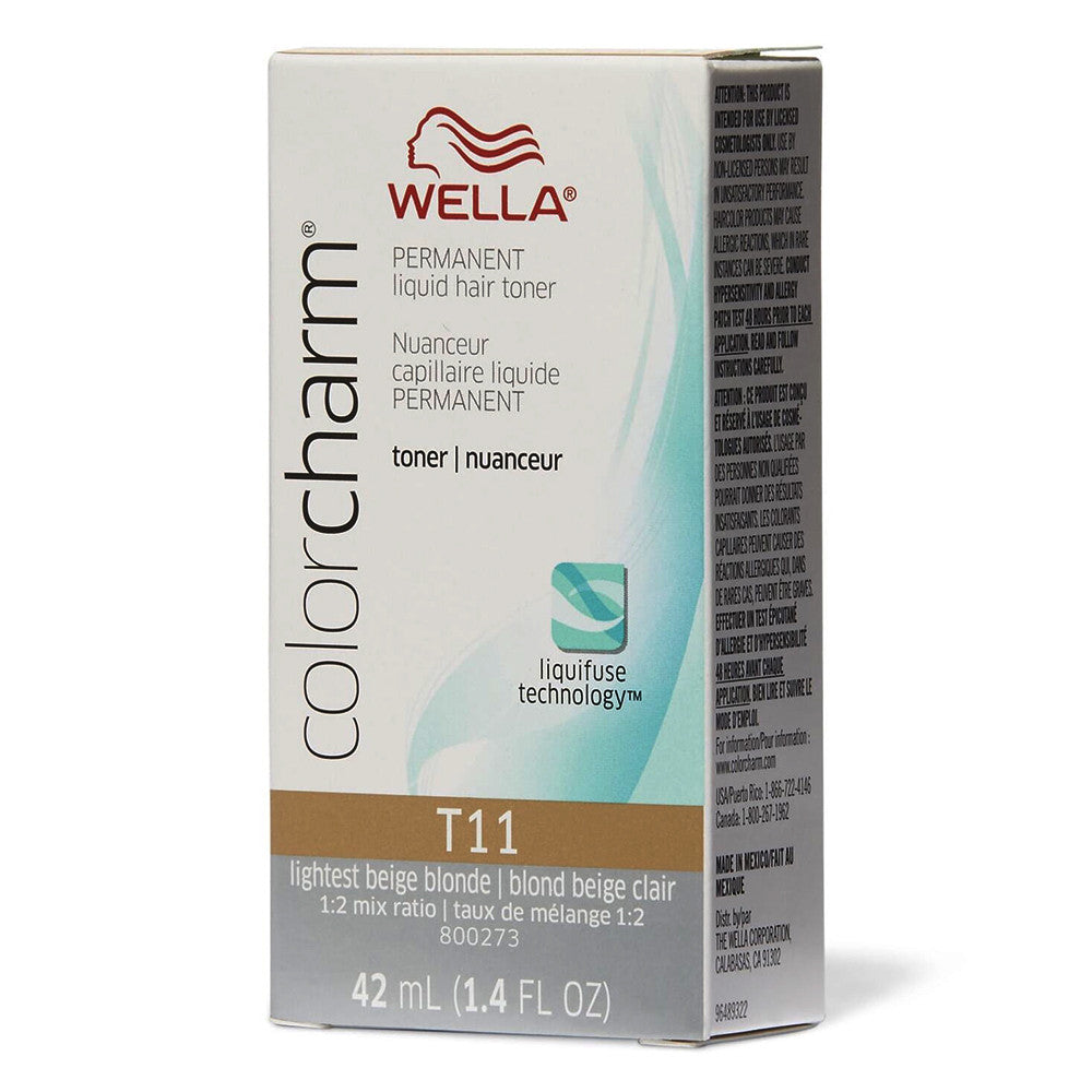 Wella Color Charm Liquid Permanent Toner T11 Lightest Beige Blonde, 1.4 Oz