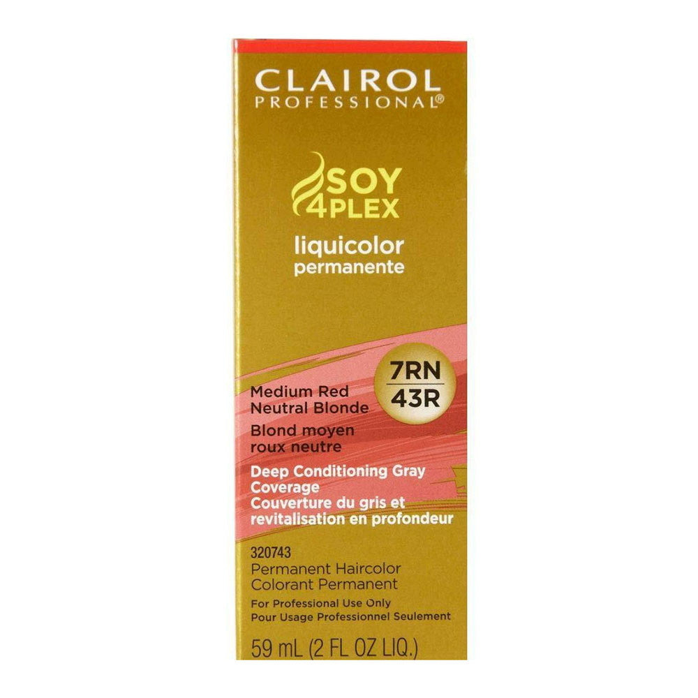 Clairol Professional Medium Red Neutral Blonde 7RN/43R Liquicolor Soy4Plex Permanent Hair Color, 2 Oz