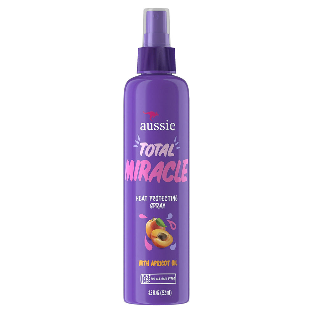 Aussie Total Miracle Heat Protecting Spray with Apricot Oil for All Hair Types 8.5Oz (252ml)