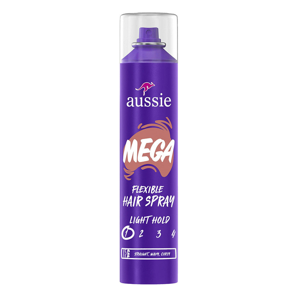 Aussie Mega Flexible Hair Spray for Curly Hair, Straight Hair and Wavy Hair, 10 Oz