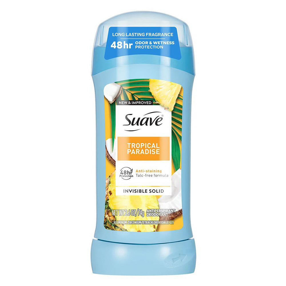 Suave Tropical Paradise Invisible Solid Antiperspirant Deodorant Fresh Protection 2.6Oz (74g)