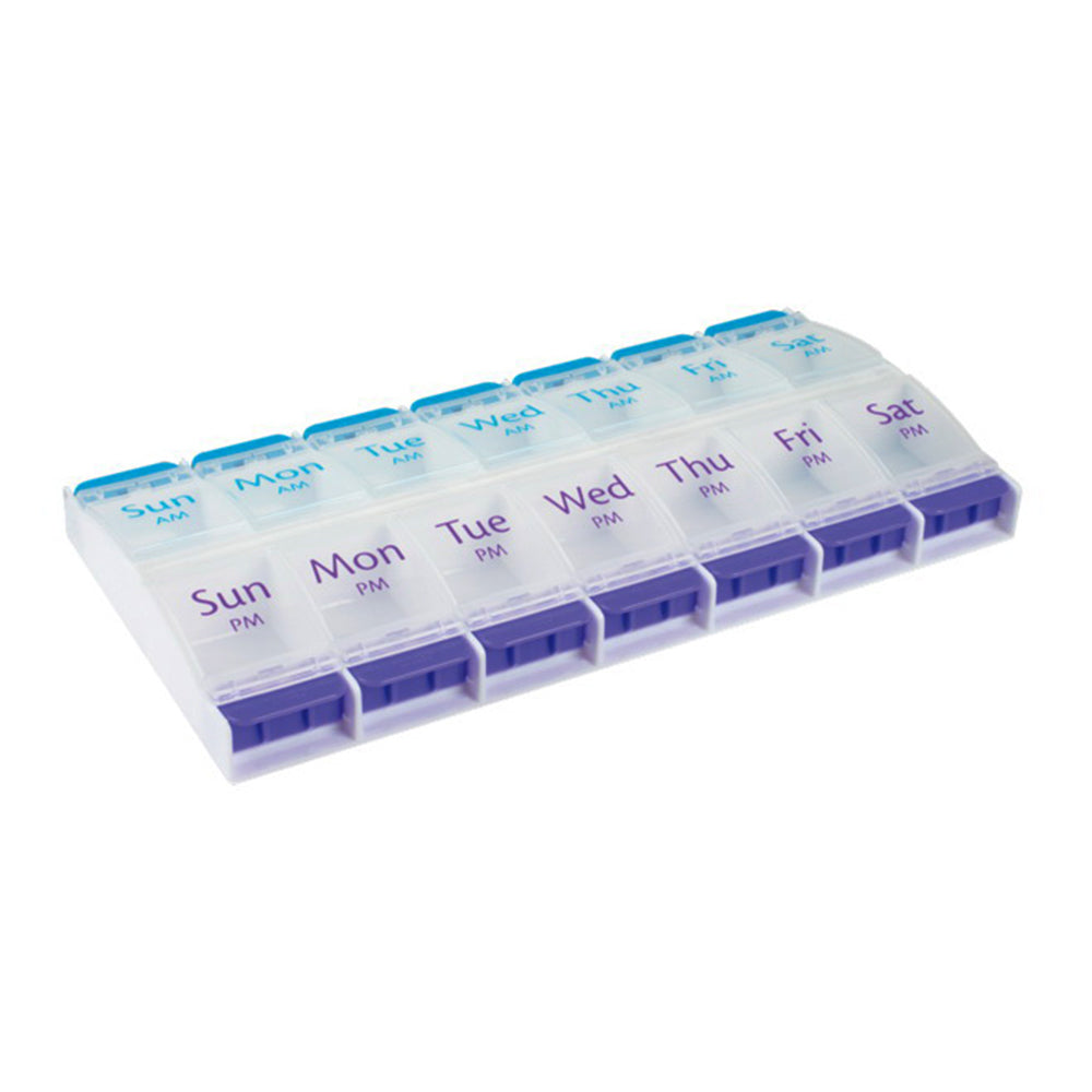 Ezy Dose Push Button 7 Day AM PM Pill Planner for Weekly Medication Organization 1Ea