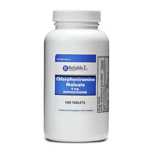 Reliable 1 Laboratories Chlorpheniramine Maleate 4 mg Tablets, 1000 ea