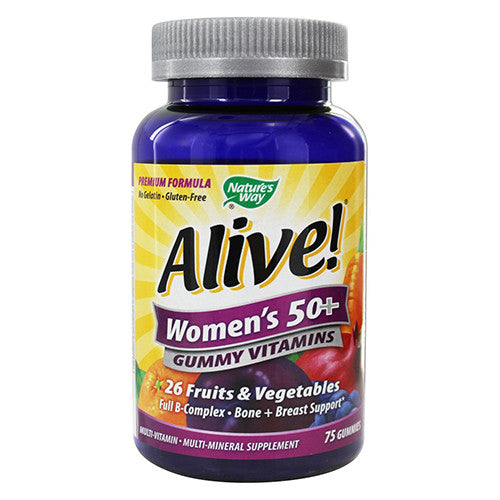 Natures Way Alive Womens 50+ Gummy Vitamins, Bone+Breast Support Gummies - 75 ea