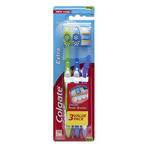 Colgate Extra Clean Full Head ToothBrush, Medium, 3 ea