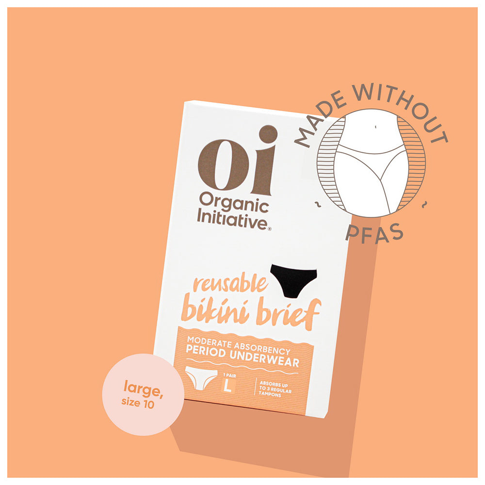 Organic Initiative Large Reusable Period Underwear Bikini for Leak Protection and Sustainable Menstrual Care 1Ea