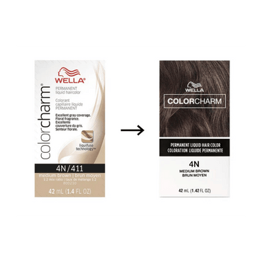 Wella Color Charm Permanent Liquid Hair Color 4N by 411 Medium Brown, 1.4 Oz