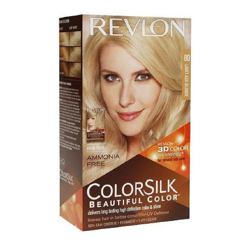 Revlon Colorsilk Ammonia-Free Permanent Haircolor, Light Ash Blonde #80 - 1 Ea