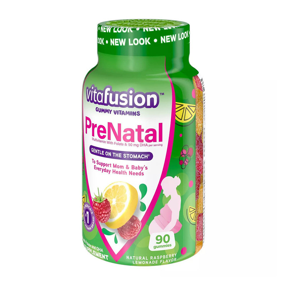 Vitafusion Prenatal Dha And Folic Acid Gummy Vitamins, Berry Leamon And Cherry, 90 Ea