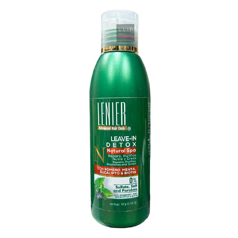 Lenier Leave In Detox Natural Spa Hair Treatment with Rosemary Mint Eucalyptus and Biotin 5Oz (147g)