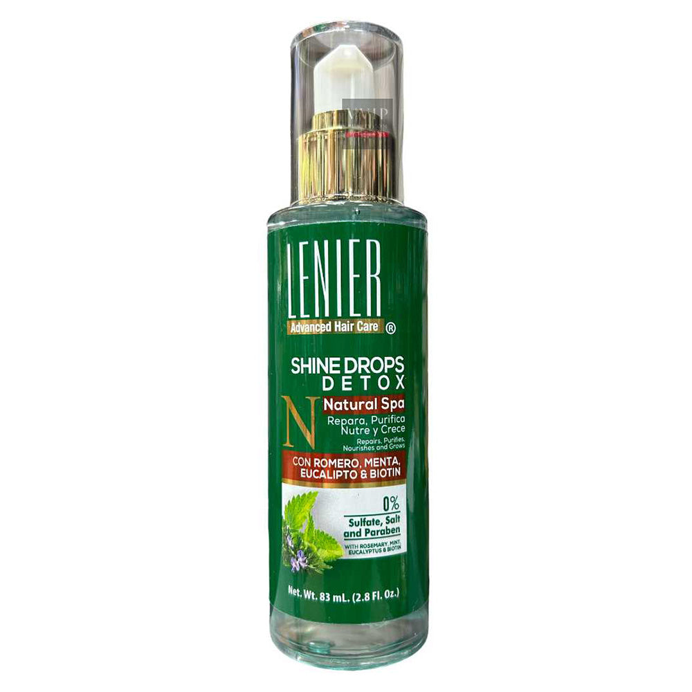 Lenier Detox Shine Drops Hair Serum for Nourishment and Frizz Control 2.8Oz (83ml)