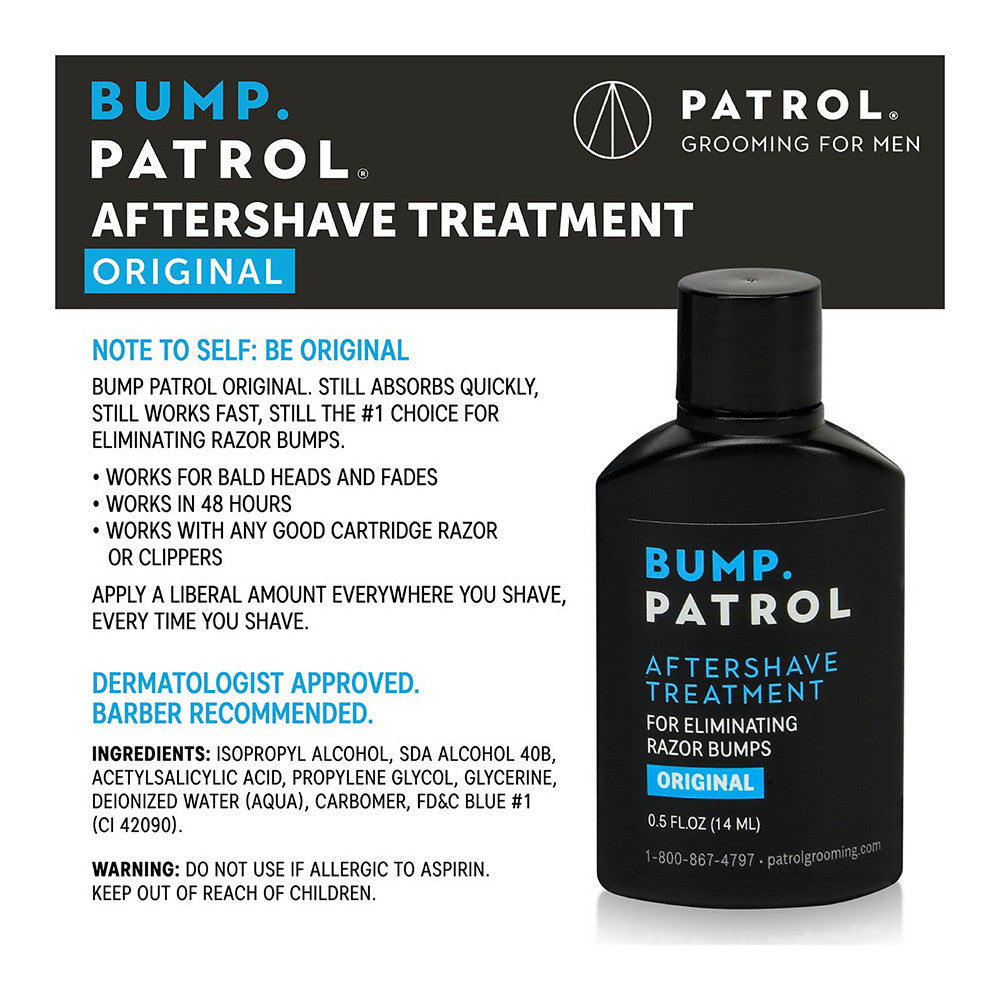 Bump Patrol Aftershave for Razor Bumps and Ingrown Hair, Original Formula, 0.5 Oz