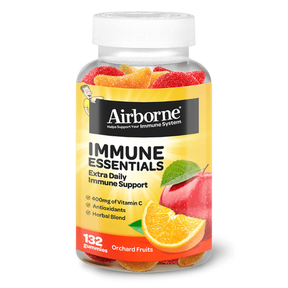 Airborne Immune Essentials Gummies Orchard Fruits Flavor with Vitamin C 132Ea